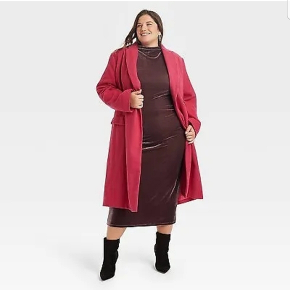 Women's Velour Side Ruched Drapery Bodycon Dress - A New Day Mauve XL - Picture 4 of 5